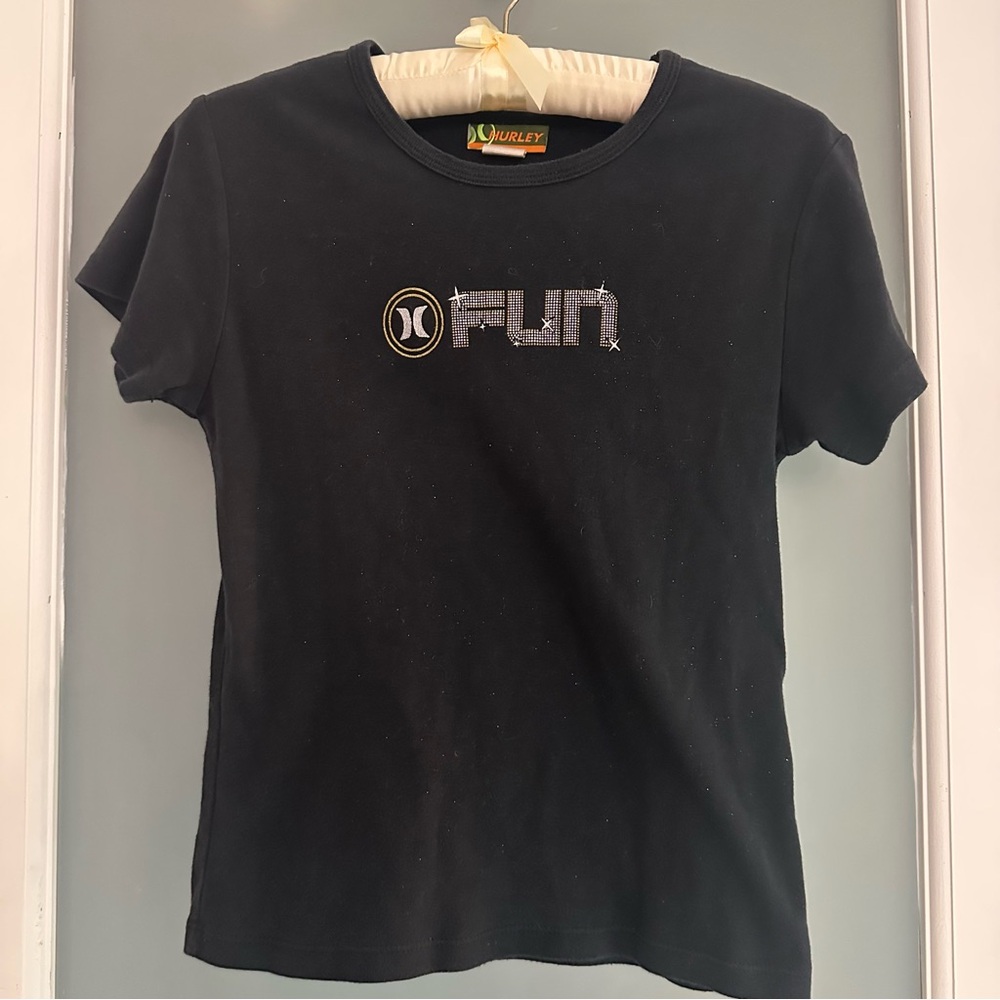 Hurley “Fun” Black T-Shirt w sparkles
